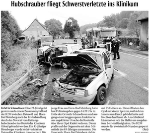 Unfall Schmedissen LZ vom 14.07.2014